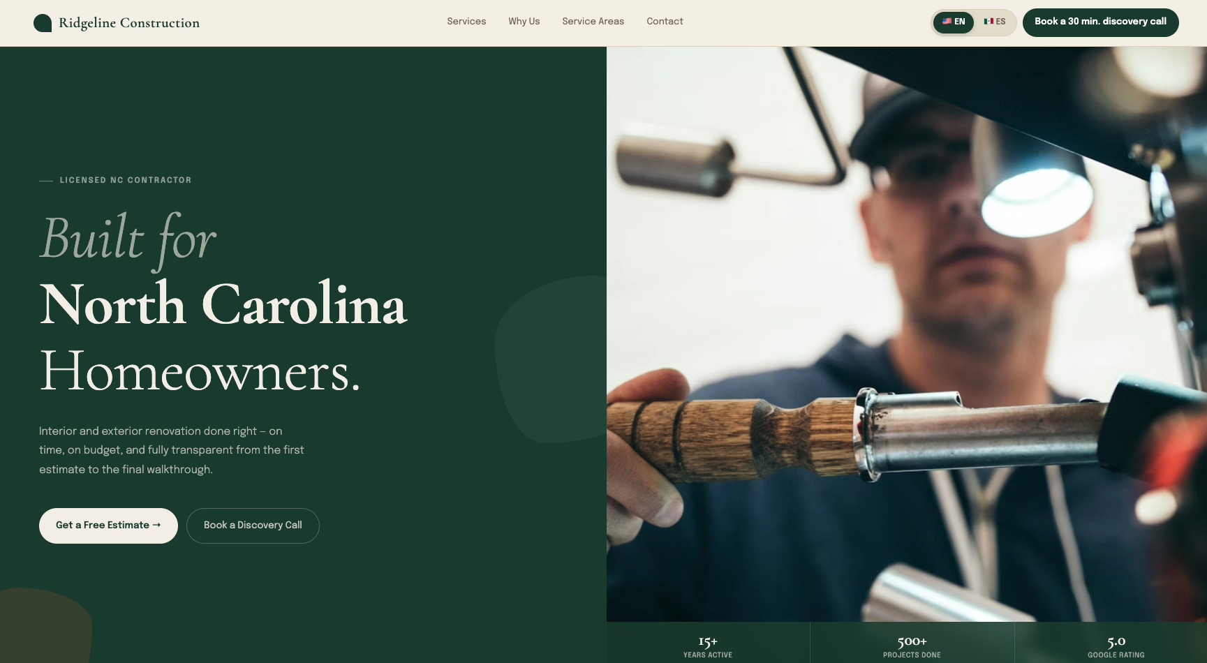 Ridgeline v2 — Contractor Warm & Editorial